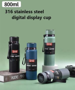 Portable Vacuum Stainless Steel Smart Water Bottle 800ML Temperature Display & Spot Detection